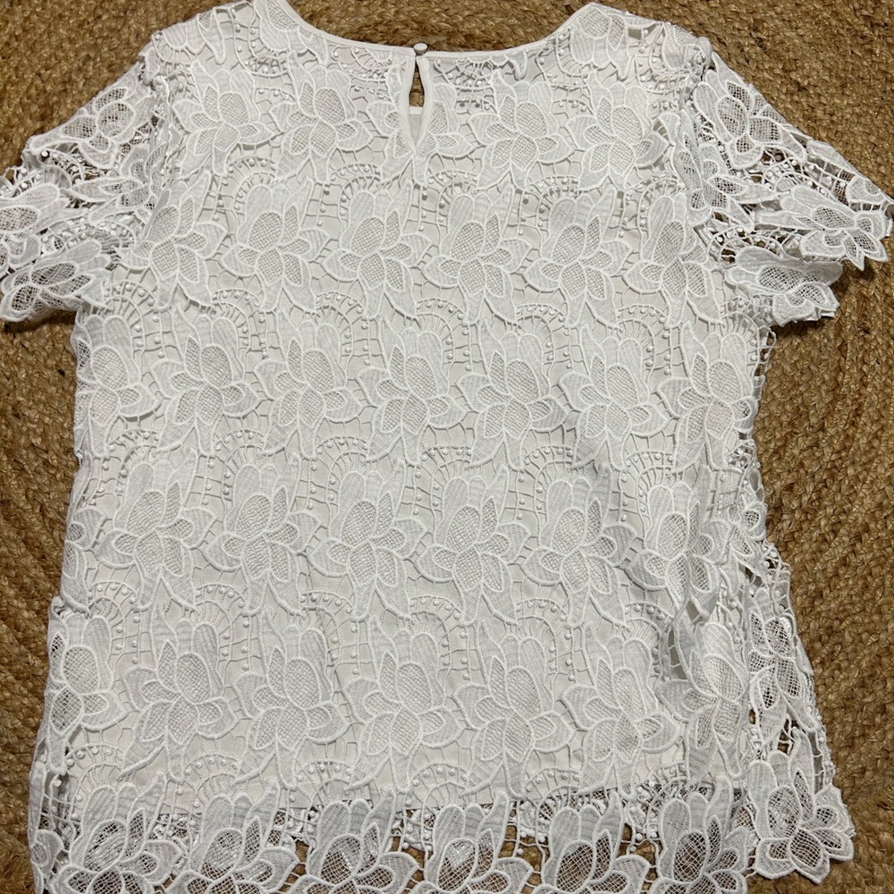 Philosophy White Floral Lace Blouse